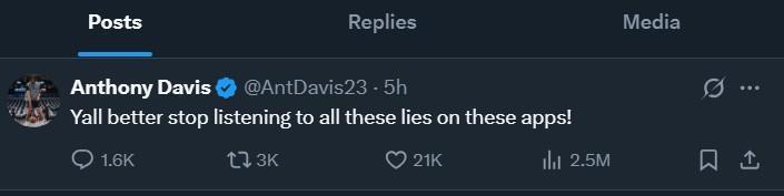 浓眉发文驳斥Shams报道：你们最好别听信这些谣言！